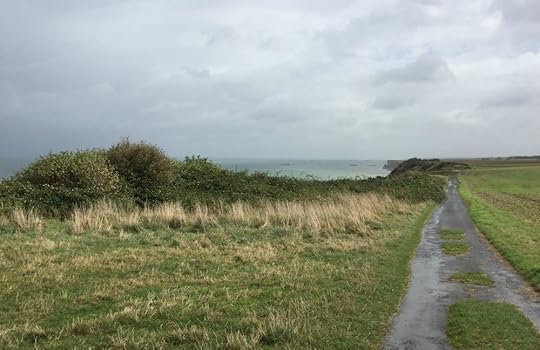 Sword Beach and remnants of Mulberry artificial harbors, seen from Longues-sur-Mer, France, September 2017 (Photo: Sarah Sundin)