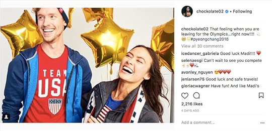 Madison Chock and Evan Bates United States Olympic Ice Dancers PyeongChang 2018 Figure Skating dead ringers for Ben and Allegra Sugar Moon characters by Jennifer Hallock author of the Sugar Sun steamy historical romance series. History ever after.