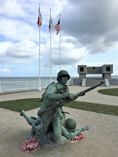 Statue depicting an American soldier saving a wounded buddy on Omaha Beach on D-day, Vierville-sur-Mer, France, September 2017 (Photo: Sarah Sundin)