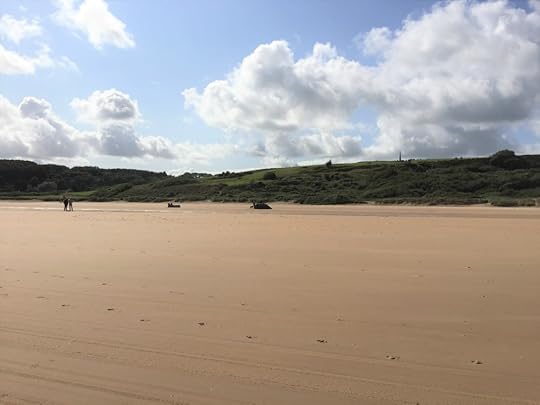 From the shoreline of Omaha beach at low tide, looking inland, near Colleville-sur-Mer, France, September 2017 (Photo: Sarah Sundin)