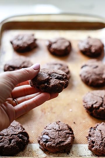 Chocolate cookies with chocolate chunks. These paleo, vegan, and gluten-free chocolate cookies are made with healthier ingredients like almond flour, almond butter, and coconut flour.