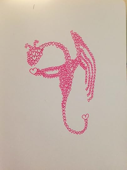 Pink dragon made of hearts