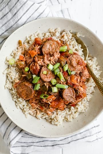 This New Orleans-inspired slow-cooker dish with chicken and Andouille sausage simmered in a rich tomato broth, is perfect to make for Fat Tuesday!