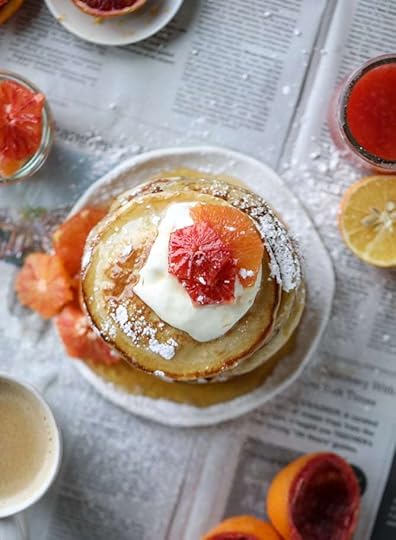 greek yogurt pancakes with warm winter citrus I howsweeteats.com #greekyogurt #pancakes #breakfast #brunch #citrus