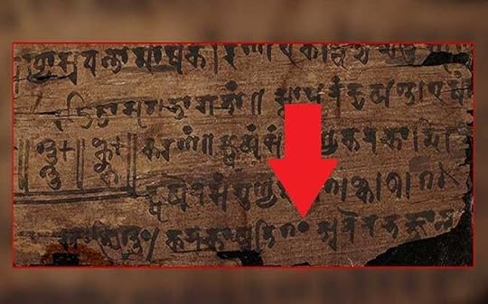 The use of a symbol for zero in the Bakhshali manuscript.