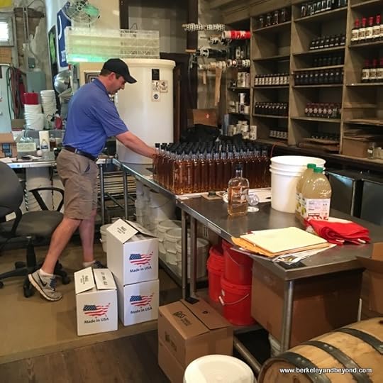 David Long in packing area at Carolina Moon Distillery in Edgefield, South Carolina
