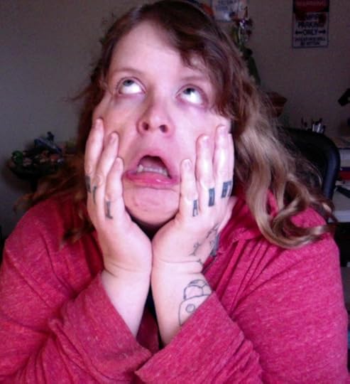 Me, stetching my face out in an expression of horror not unlike that of Edvard Munch's 