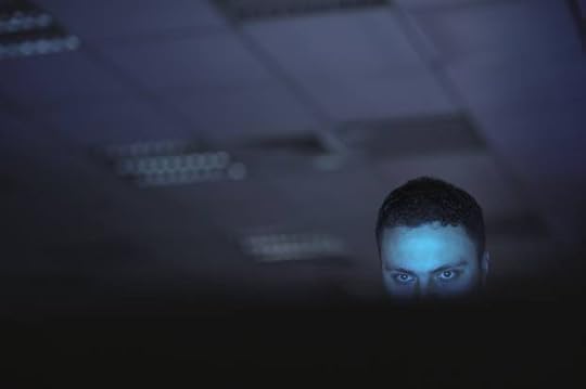 Working on laptop late at night
