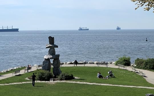 From the bus tour, a view of the Inukshuk in English Bay
