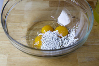 an egg and two yolks plus cornstarch