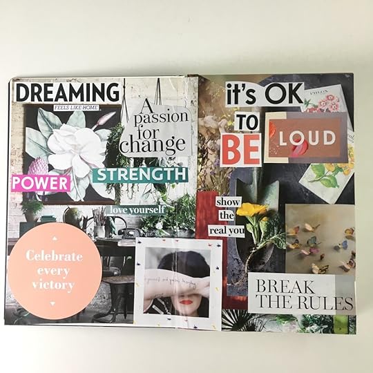  The opening pages - the altar, if you will - of my current journal, where my ritual is to make a collage before I start writing in its pages. I don't think it was an accident that those words somehow found each other.&nbsp; 