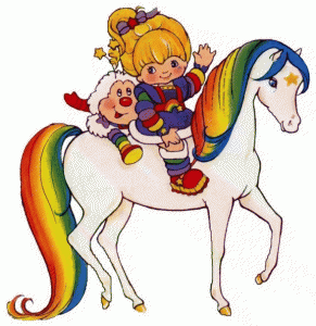Rainbow Bite on a horse with some weird creature