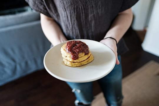Cornmeal Pancakes With Strawberry Chia Jam