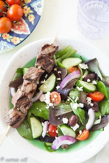 Greek Salad with Beef Kabobs