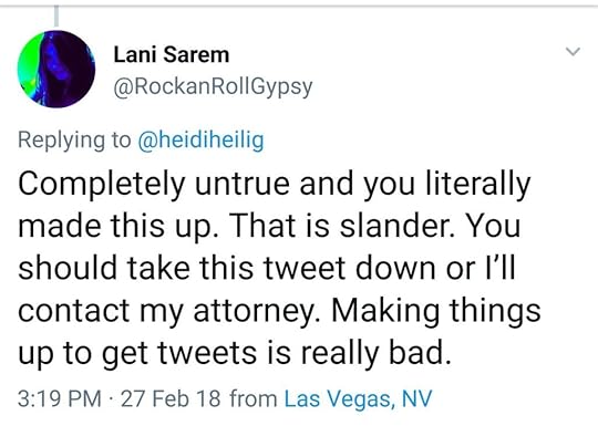 A tweet from Lani Sarem to Heidi Heilig that reads, 