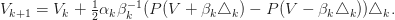 V_{k+1} = V_{k} + \frac12\alpha_k \beta_k^{-1} (P(V+\beta_k \triangle_k) - P(V-\beta_k \triangle_k))\triangle_k.
