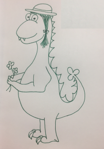 Green dragon holding shamrocks