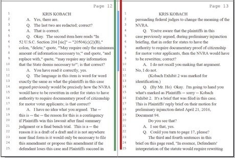 Kobach Deposition_Page s12 and 13