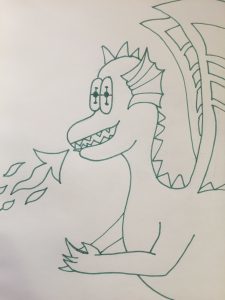 Green eyed dragon with scary strange eyes, upper body only