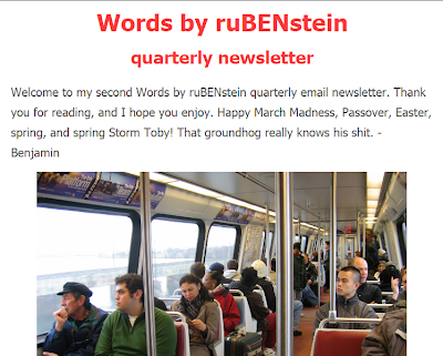 Words by ruBENstein quarterly newsletter
