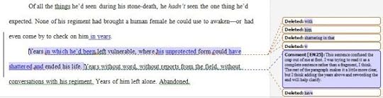 Line editing example of sentence tightened and made clearer