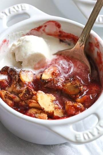 These individual gluten-free strawberry crisps are topped with a crisp nutty topping using a combination of almonds, walnuts and pecans.