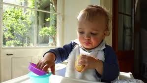 cute baby in highchair