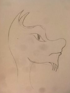 Dragon with beard and large nose