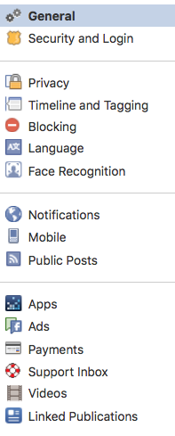 Facebook security settings