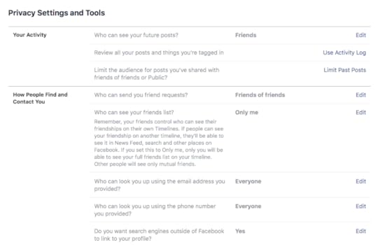 Facebook security settings