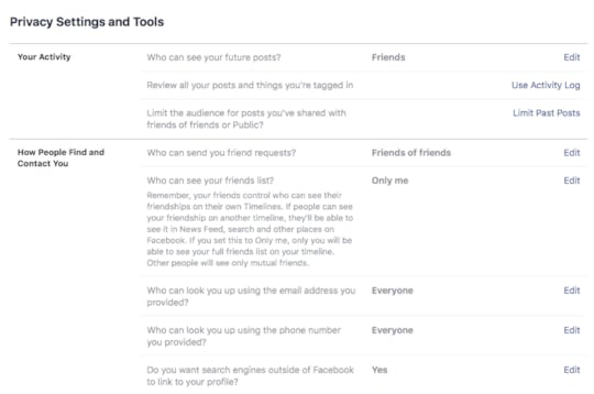 Facebook security settings