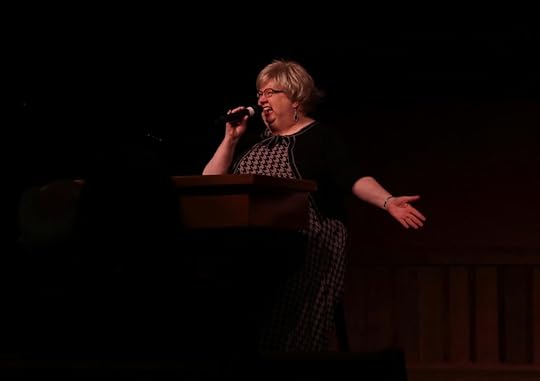Liz Curtis Higgs sharing her story at Mount Hermon Writers Conference