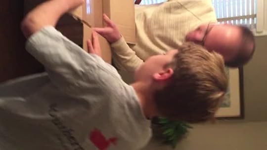 Opening box of books