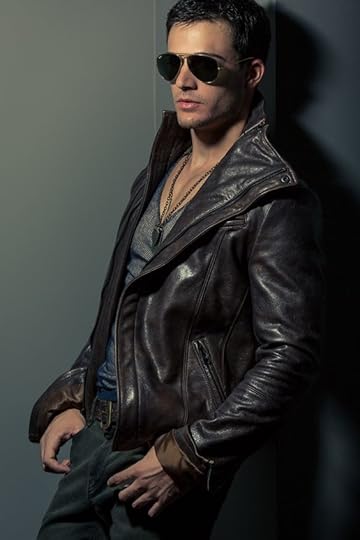 man in black leather jacket