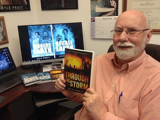 Kyle with the books for the Cascade Award competition