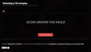 Sample screen from Arnzen's new web app -- Diabolique Strategies: Random Provocations on the Dark Side