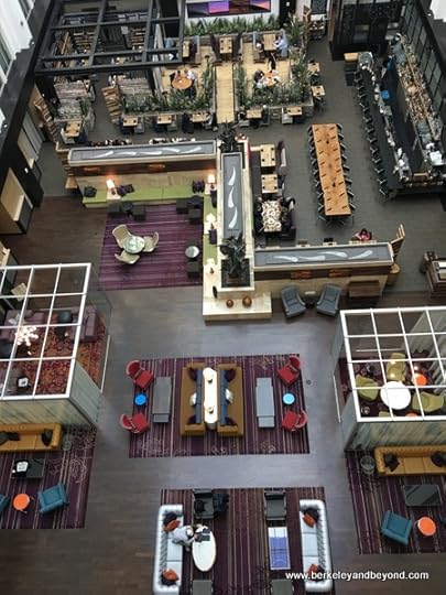overview from above of the lobby at The Nines hotel in Portland, Oregon