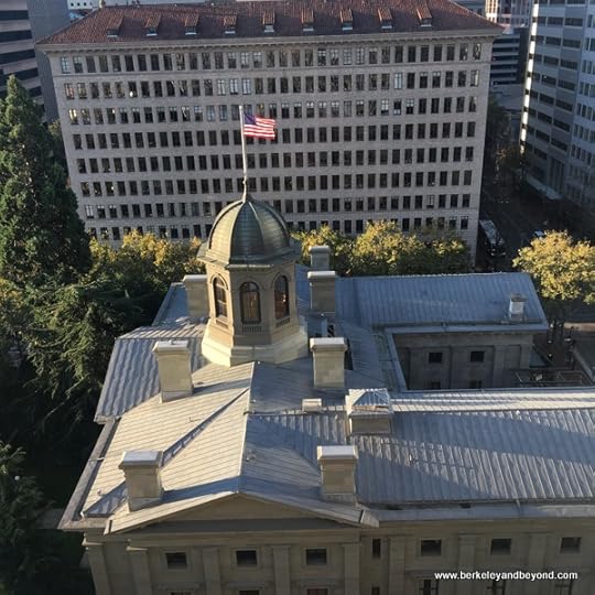 historic Pioneer Courthouse seen from above from The Nines hotel in Portland, Oregon