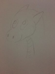Dragon in pencil head only cartoon
