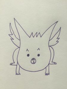 A pig, pug, dragon in purple