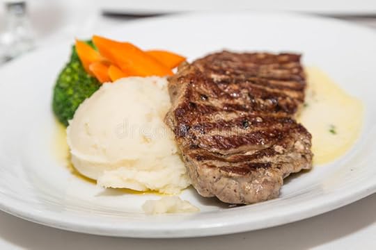 Image result for meat, potato, carrots and broccoli on a plate