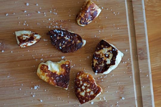 Bits of fried homemade paneer cheese. 