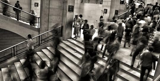Crowd of people commuting to work