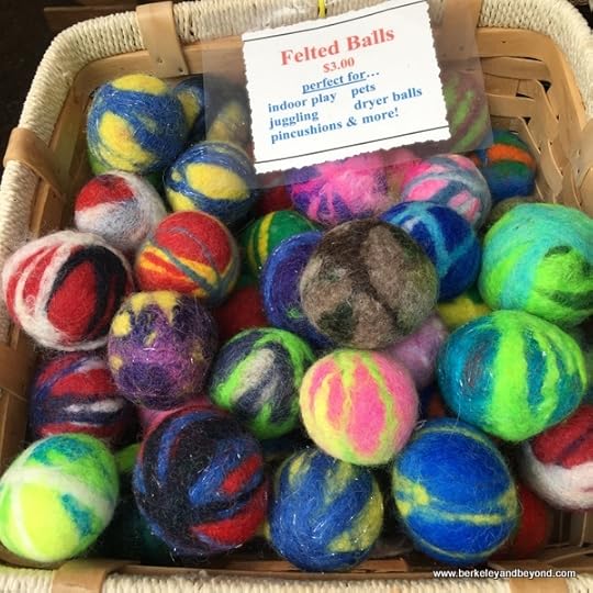 colorful felted balls at Portland Farmers Market in Portland, Oregon
