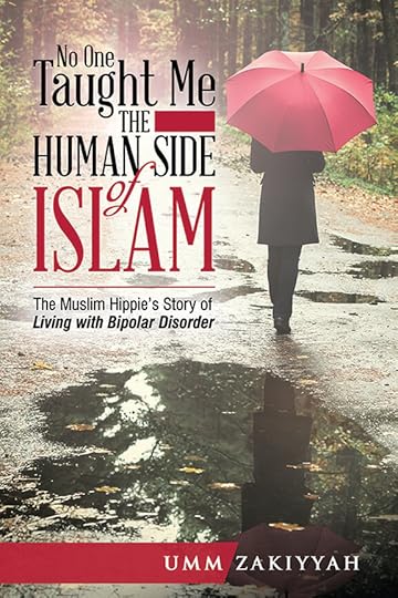 Cover of No One Taught Me the Human Side of Islam. Woman walking near water puddle and carrying pink umbrella