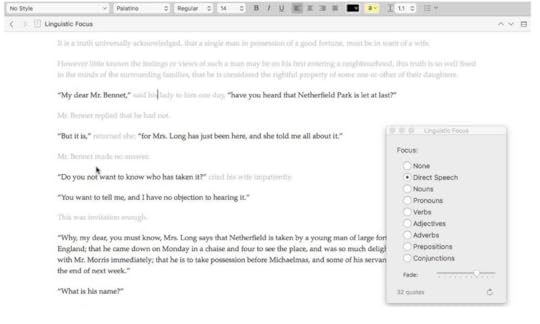 Scrivener 3 Linguistic Focus Mode