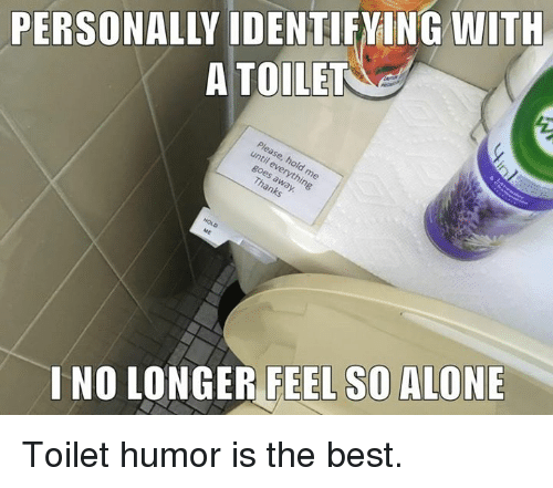 Memes, Best, and ð¤: PERSONALLY IDENTIFYING WITH A TOILET I NO LONGER FEEL SO ALONE Toilet humor is the best.