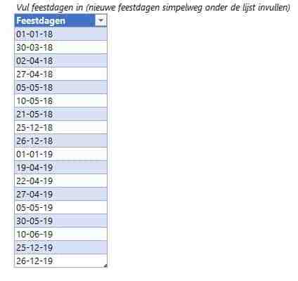 vakantieplanning maken in excel met feestdagen