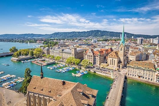 Aerial view of historic center of Zurich