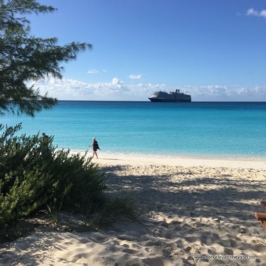 Half Moon Cay, Bahamas, in the foreground, Holland America Line's Nieuw Amsterdam ship in the background